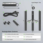 ARAY 3 Grow Light. Product packaging with LED bar components on a gray background