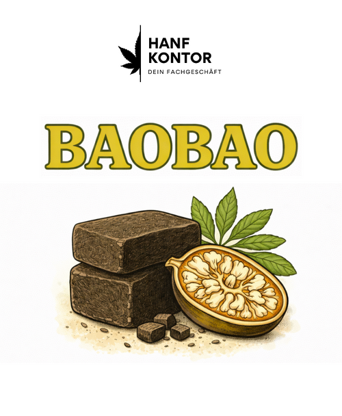 Product packaging for BAOBAO with illustration of chocolate bars and a fruit, featuring the brand.
