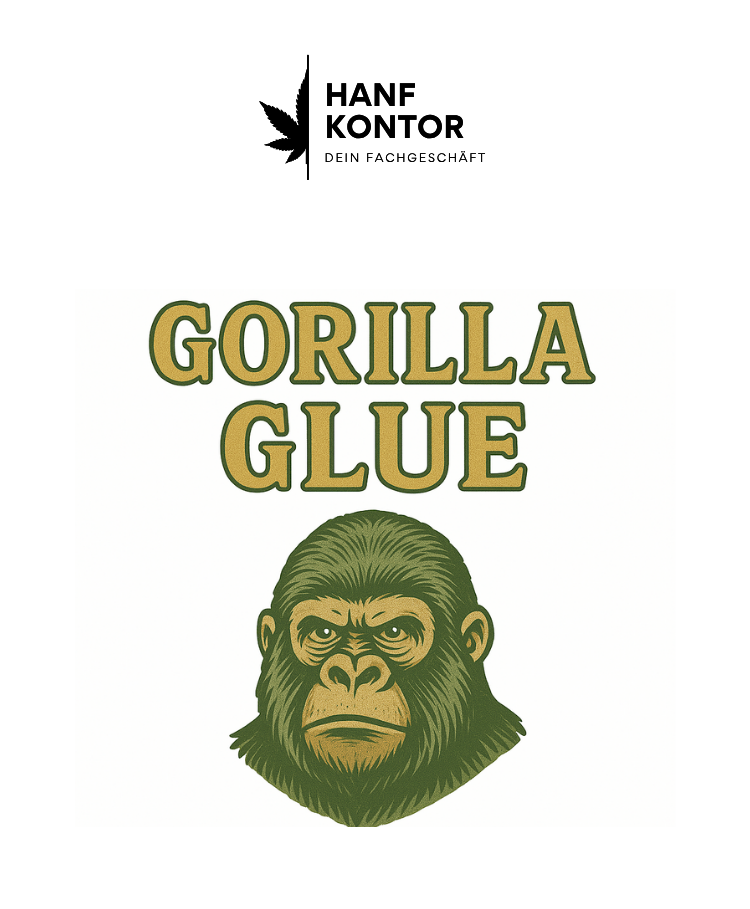 Advertisement for 'Gorilla Glue' with a gorilla illustration and product details on a white background.
