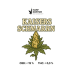 Kaisers Schmarrn Mini Buds with branding and percentages on a white background